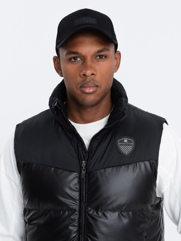 Ombre Clothing Crni muški prošiveni prsluk Ombre Clothing