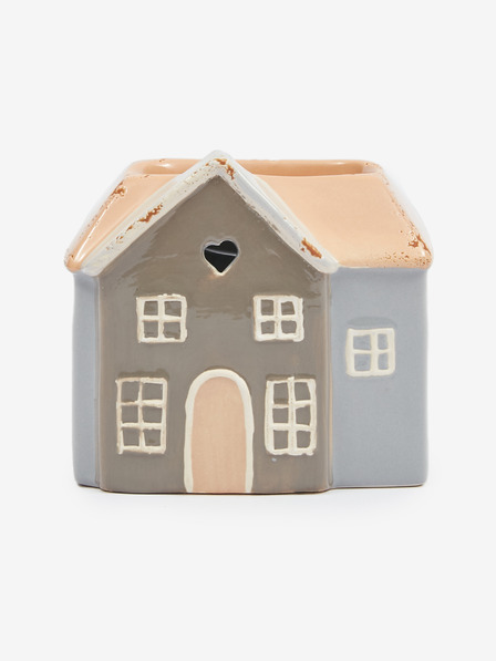 SIFCON Crveno-siva keramička aroma lampa u obliku kućice 13x12 SIFCON