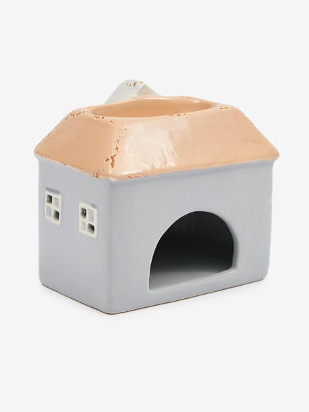 SIFCON Crveno-siva keramička aroma lampa u obliku kućice 13x12 SIFCON