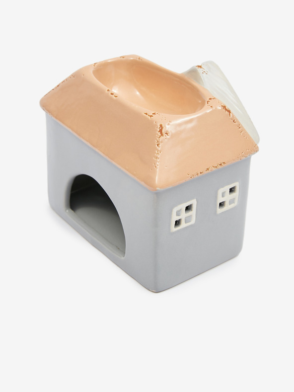 SIFCON Crveno-siva keramička aroma lampa u obliku kućice 13x12 SIFCON