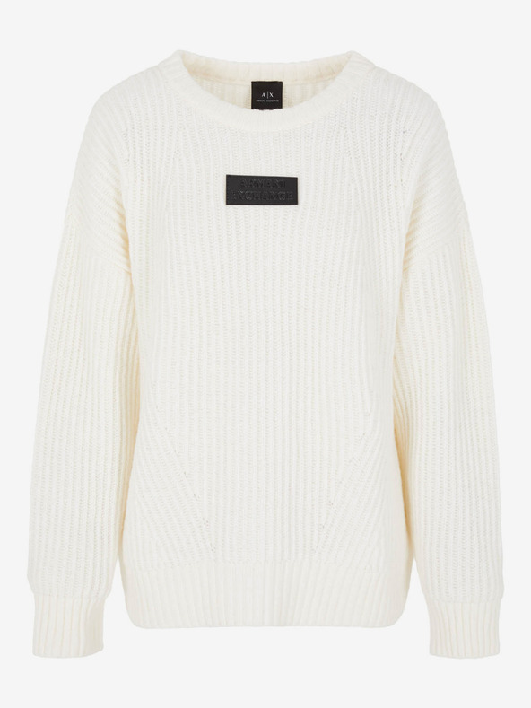 Armani Exchange Armani Exchange ženski krem ​​vuneni džemper