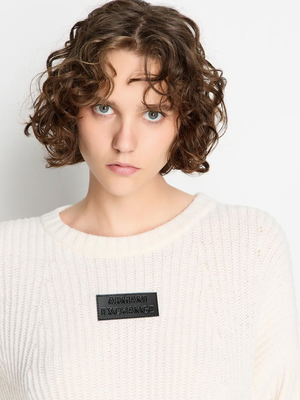 Armani Exchange Armani Exchange ženski krem ​​vuneni džemper