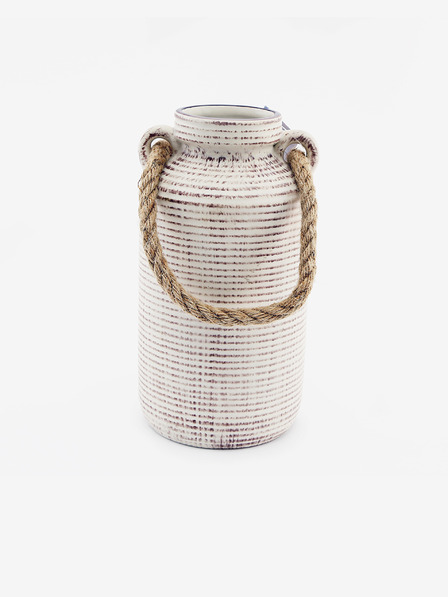 SIFCON Mala zemljana vaza s ručkom od konopa SIFCON