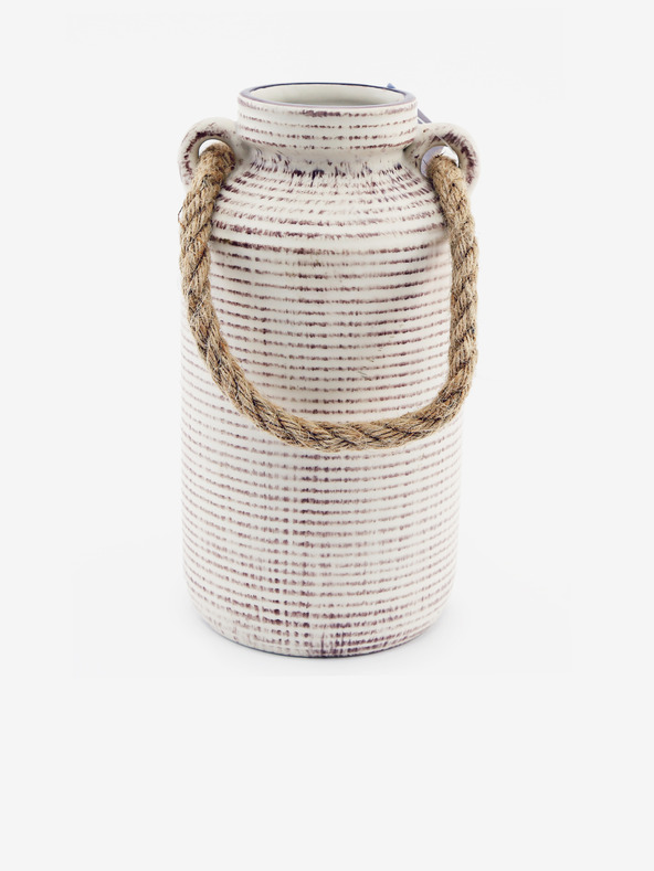 SIFCON Vaza od kamenine s ručkom od užeta 26x13cm SIFCON