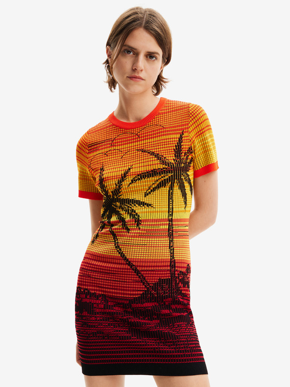 Desigual Žuto-narančasta Desigual Bipalmeri ženska haljina