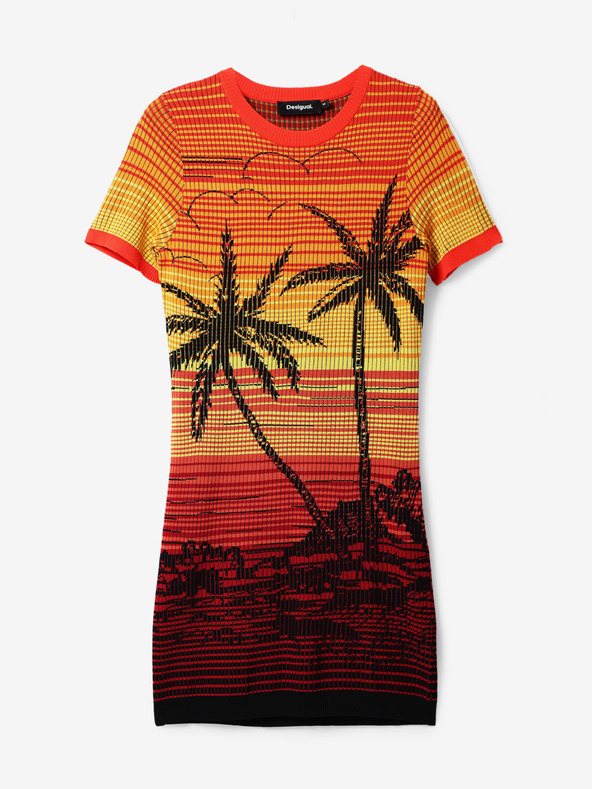 Desigual Žuto-narančasta Desigual Bipalmeri ženska haljina