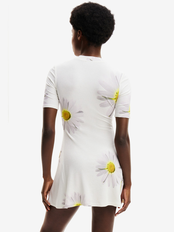 Desigual Bijela ženska cvjetna haljina Desigual Margaritas