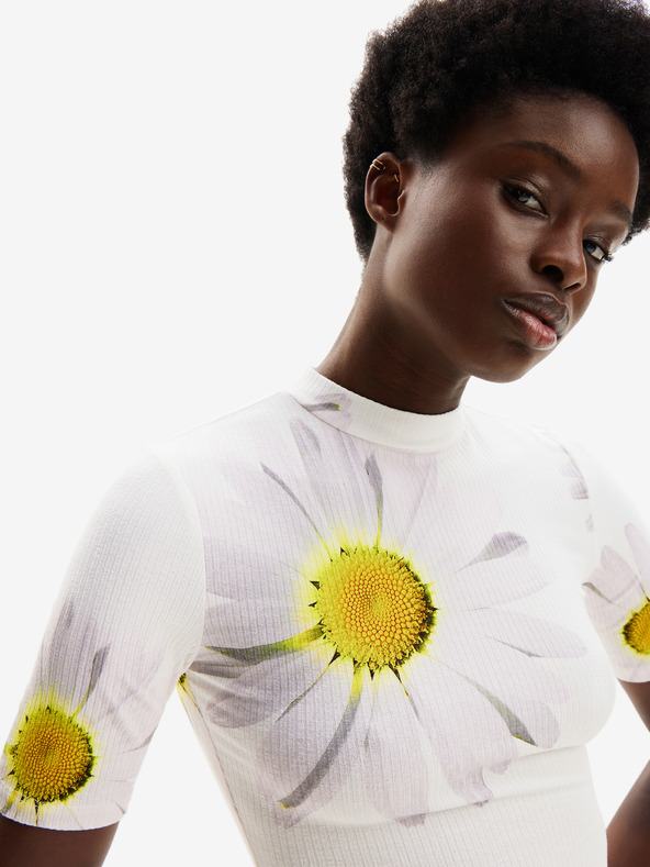 Desigual Bijela ženska cvjetna haljina Desigual Margaritas