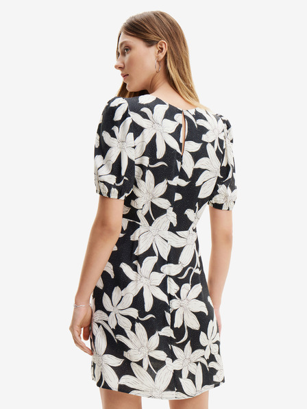 Desigual Desigual Nashville bijelo-crna ženska cvjetna haljina