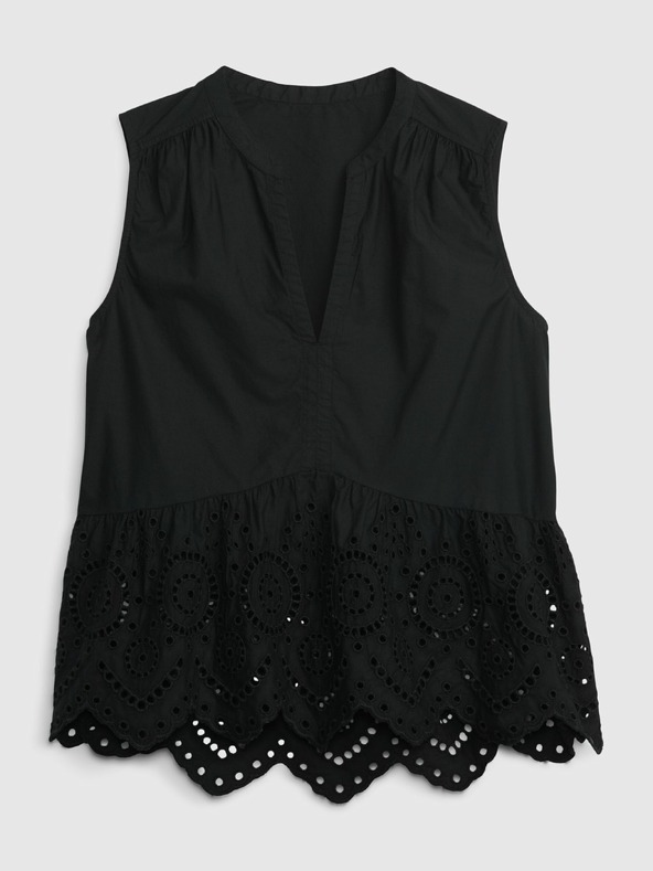 GAP GAP pamučni peplum crop top s čipkom