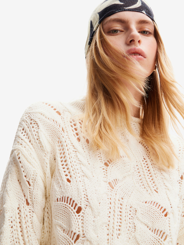 Desigual Desigual Milano krem ​​ženski džemper sa dodatkom vune