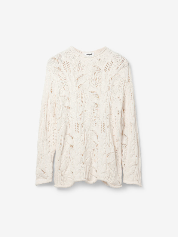 Desigual Desigual Milano krem ​​ženski džemper sa dodatkom vune