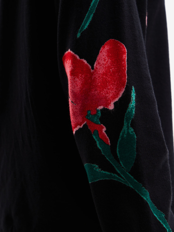 Desigual Crni ženski cvjetni pulover Desigual Demis