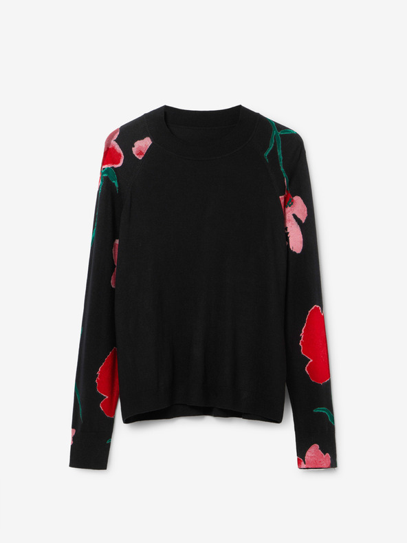 Desigual Crni ženski cvjetni pulover Desigual Demis