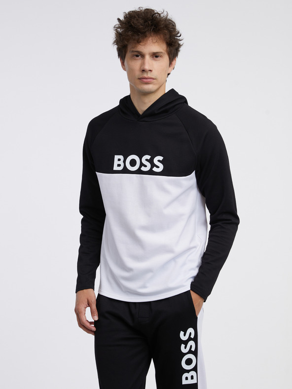 BOSS Bijelo-crna muška majica s kapuljačom Hugo Boss