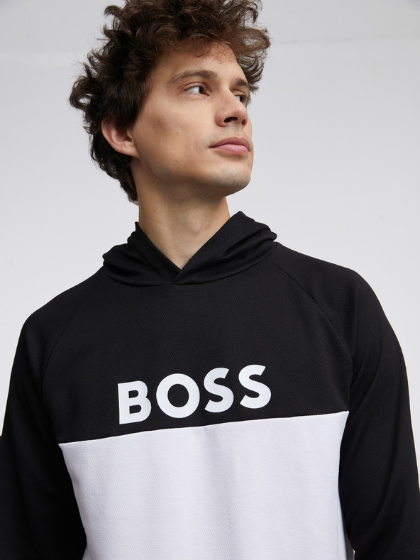 BOSS Bijelo-crna muška majica s kapuljačom Hugo Boss