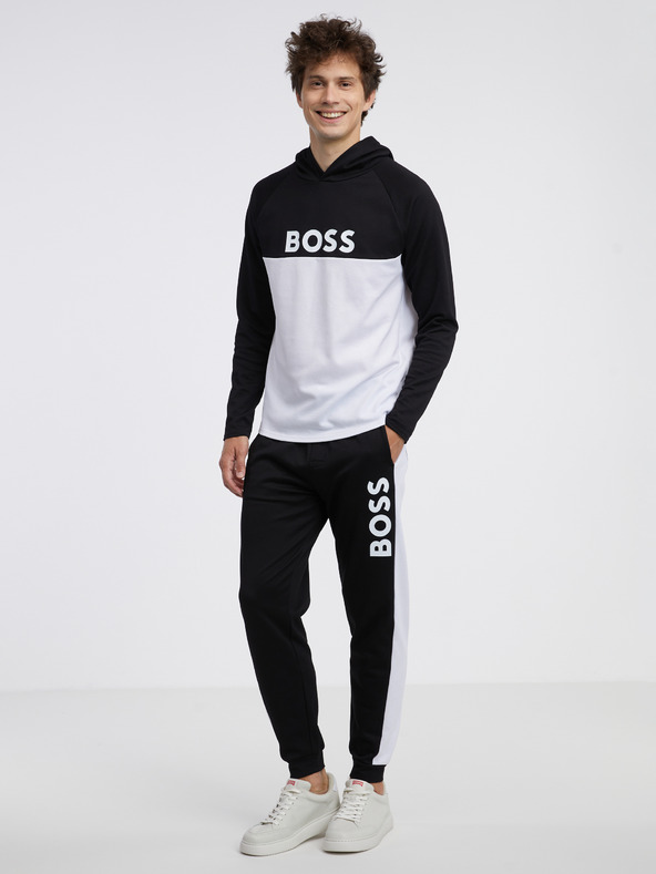 BOSS Bijelo-crna muška majica s kapuljačom Hugo Boss