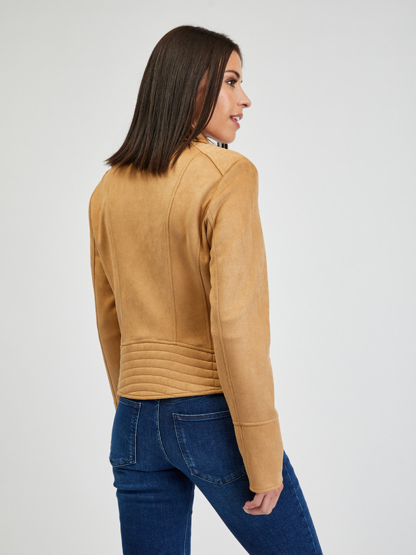 Orsay Svjetlosmeđa ženska motociklistička jakna od brušene kože ORSAY Tina