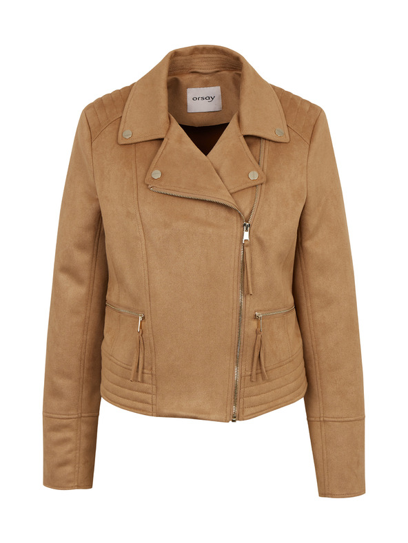 Orsay Svjetlosmeđa ženska motociklistička jakna od brušene kože ORSAY Tina