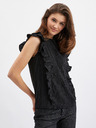 Orsay Crna ženska majica s volanom ORSAY
