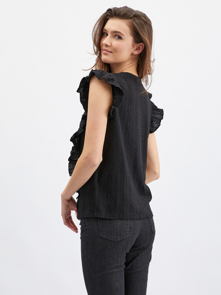 Orsay Crna ženska majica s volanom ORSAY