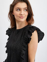 Orsay Crna ženska majica s volanom ORSAY