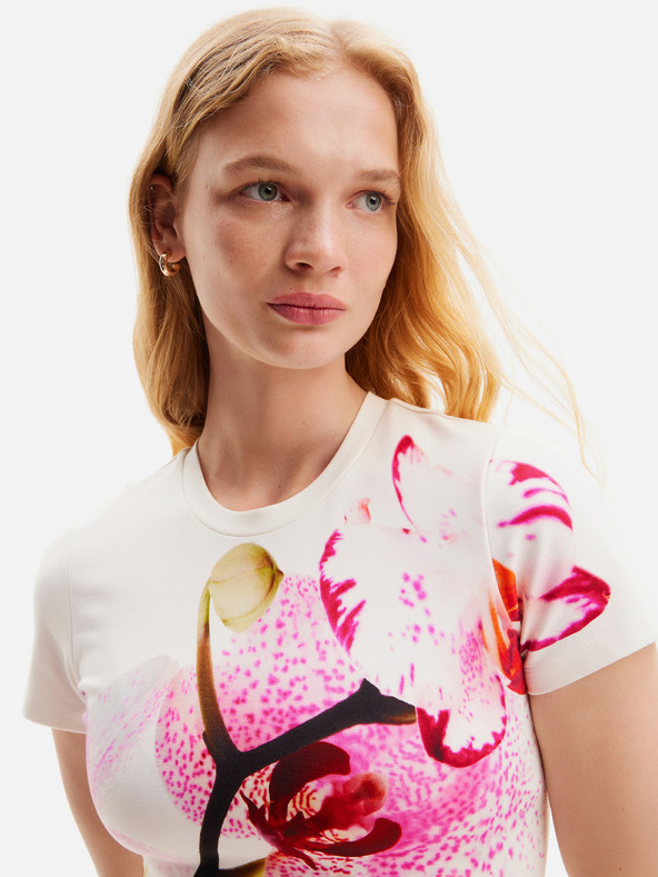 Desigual Bijela ženska cvjetna midi haljina Desigual Lila Lacroix