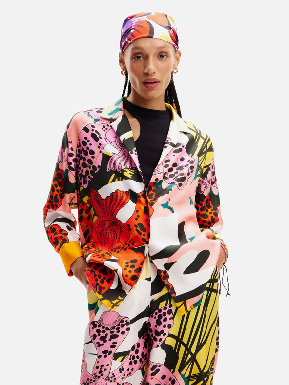 Desigual Crveno-roza ženska svilena bluza s uzorkom Desigual Ericeira Lacroix