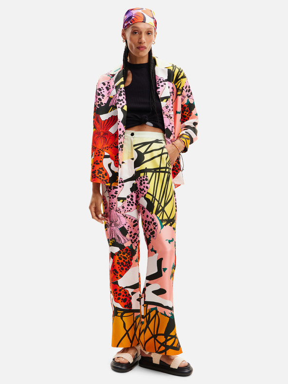 Desigual Crveno-roza ženska svilena bluza s uzorkom Desigual Ericeira Lacroix