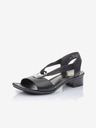Rieker Rieker crne kožne ženske sandale na petu