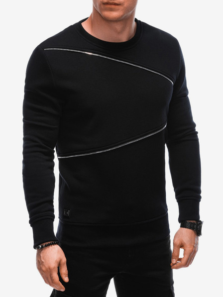 Ombre Clothing Crni muški sweatshirt s ukrasnim patentnim zatvaračima Ombre Clothing