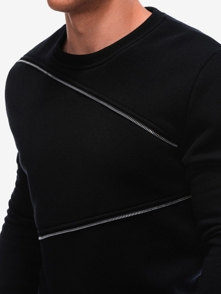 Ombre Clothing Crni muški sweatshirt s ukrasnim patentnim zatvaračima Ombre Clothing