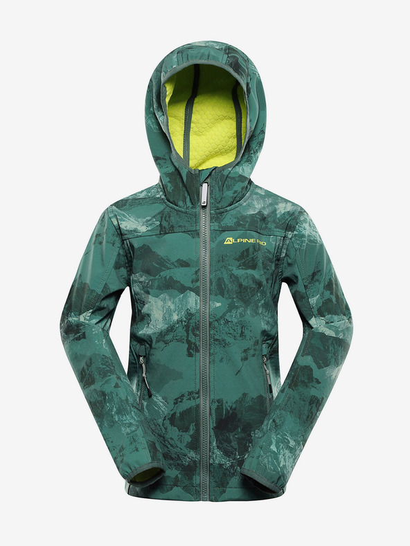 ALPINE PRO Zelena dječja softshell jakna s uzorkom ALPINE PRO HOORO