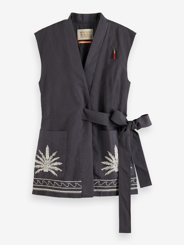 Scotch & Soda Sivi ženski prsluk s primjesama lana Scotch & Soda