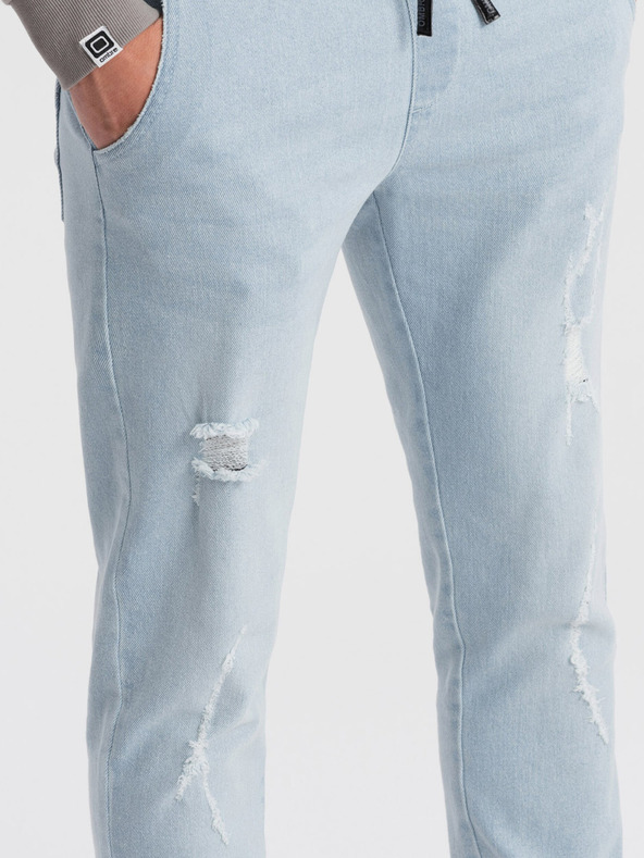 Ombre Clothing Svijetloplave muške traperice s poderanim efektom Ombre Clothing