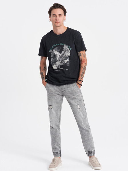 Ombre Clothing Svijetlo sive muške traperice s poderanim efektom Ombre Clothing