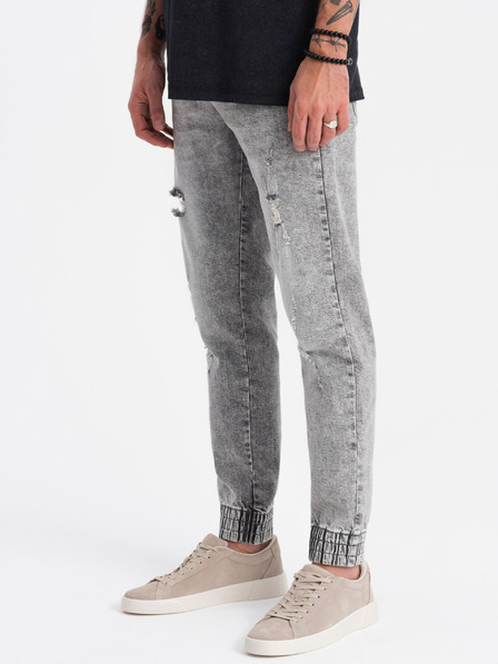 Ombre Clothing Svijetlo sive muške traperice s poderanim efektom Ombre Clothing