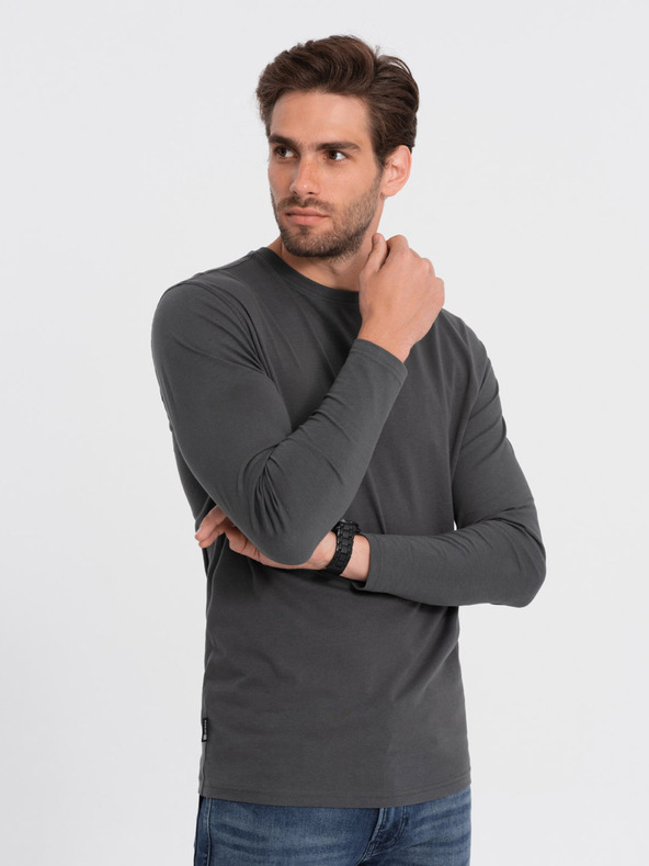 Ombre Clothing Tamno siva muška osnovna majica Ombre Clothing