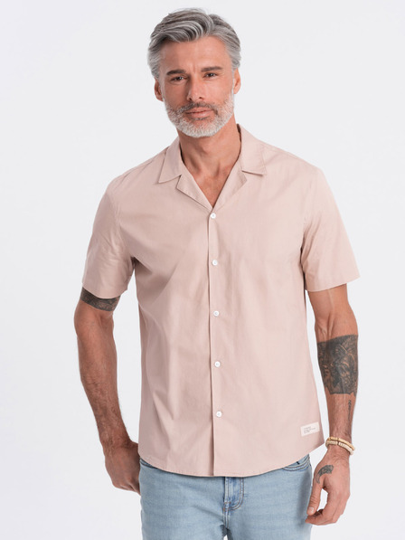 Ombre Clothing Ombre odjeća, muška svijetlosmeđa košulja kratkih rukava