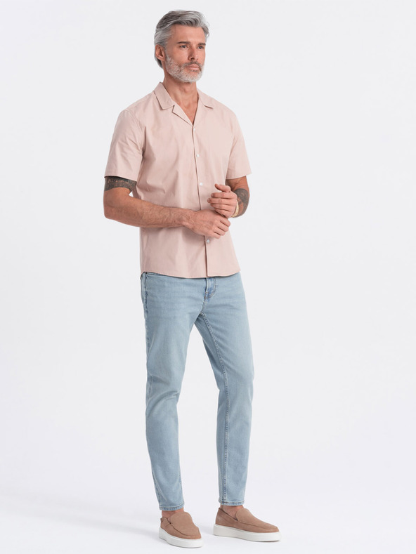 Ombre Clothing Ombre odjeća, muška svijetlosmeđa košulja kratkih rukava