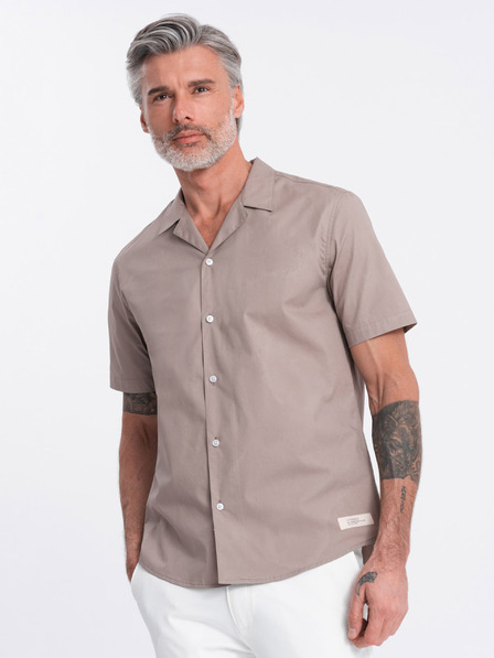 Ombre Clothing Smeđa muška košulja kratkih rukava Ombre odjeća