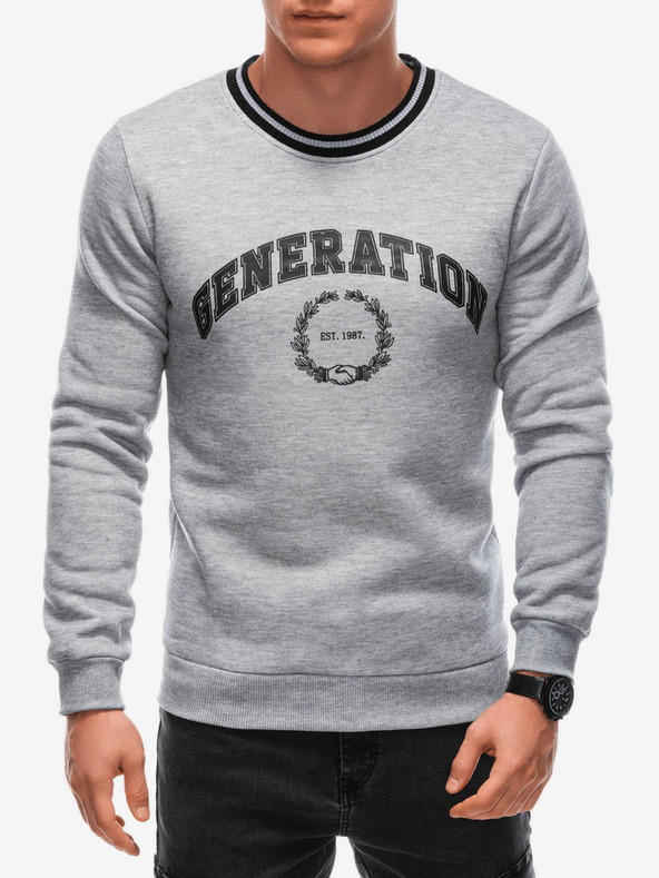 Edoti Sivi muški sweatshirt s printom Edoti