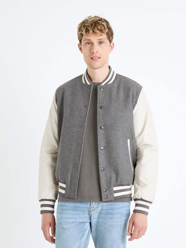Celio Celio Fuvarsi muška krem ​​siva bomber jakna od mješavine vune