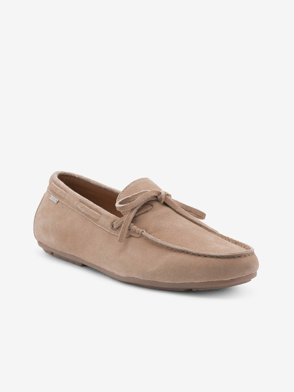 Ombre Clothing Bež muške kožne mokasine s potplatom tipa Ombre Odjeća