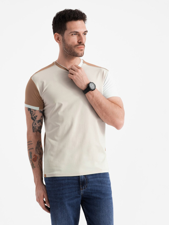 Ombre Clothing Smeđa muška majica kratkih rukava Ombre Clothing