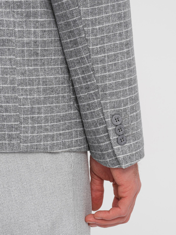 Ombre Clothing Sivi muški karirani sako s mješavinom vune Ombre Clothing