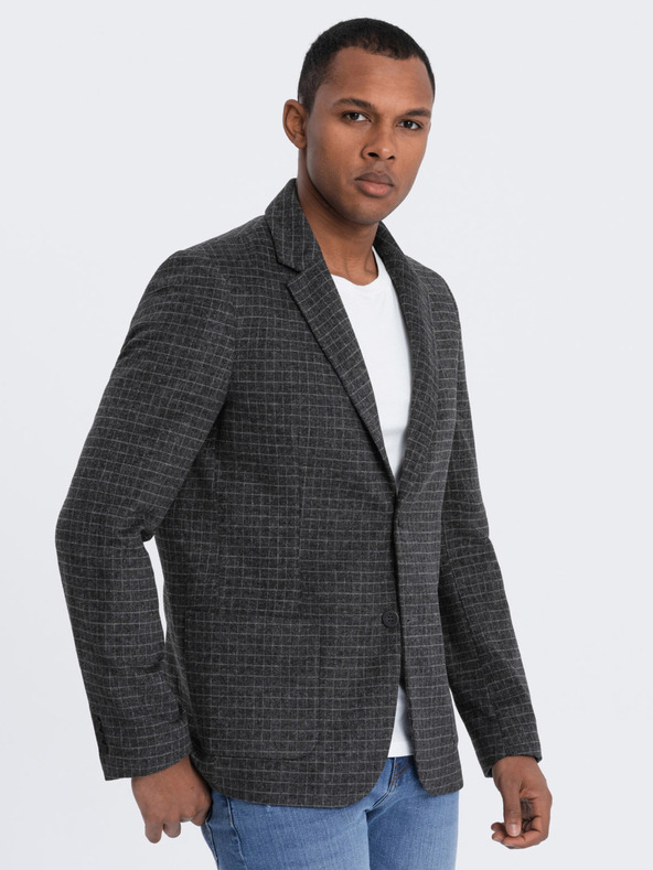 Ombre Clothing Tamno sivi muški karirani sako s mješavinom vune Ombre Clothing