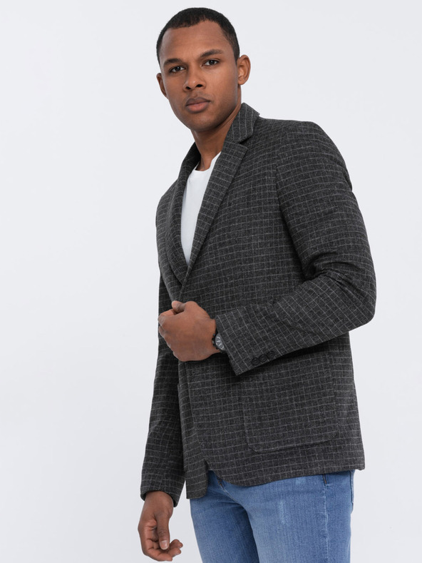 Ombre Clothing Tamno sivi muški karirani sako s mješavinom vune Ombre Clothing