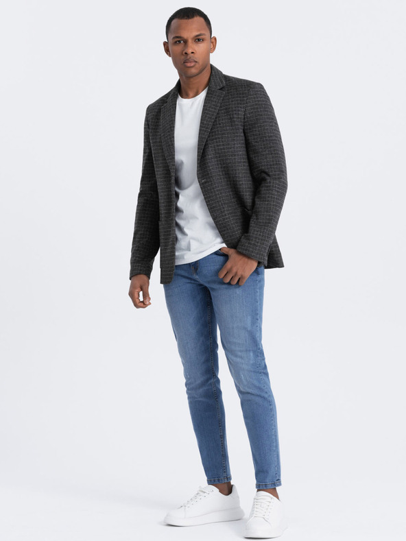 Ombre Clothing Tamno sivi muški karirani sako s mješavinom vune Ombre Clothing