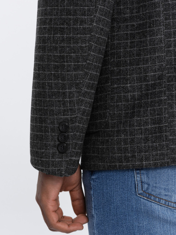 Ombre Clothing Tamno sivi muški karirani sako s mješavinom vune Ombre Clothing